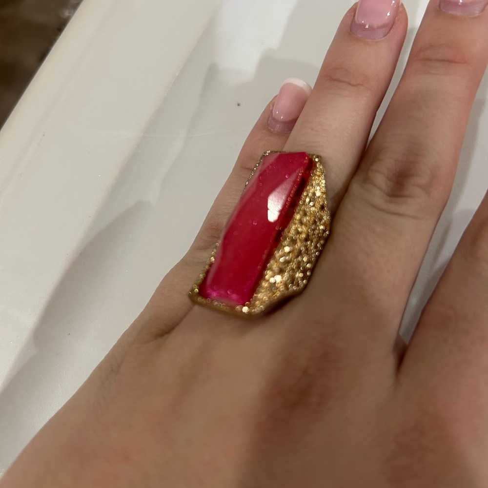 Gold and Pink Statement Ring